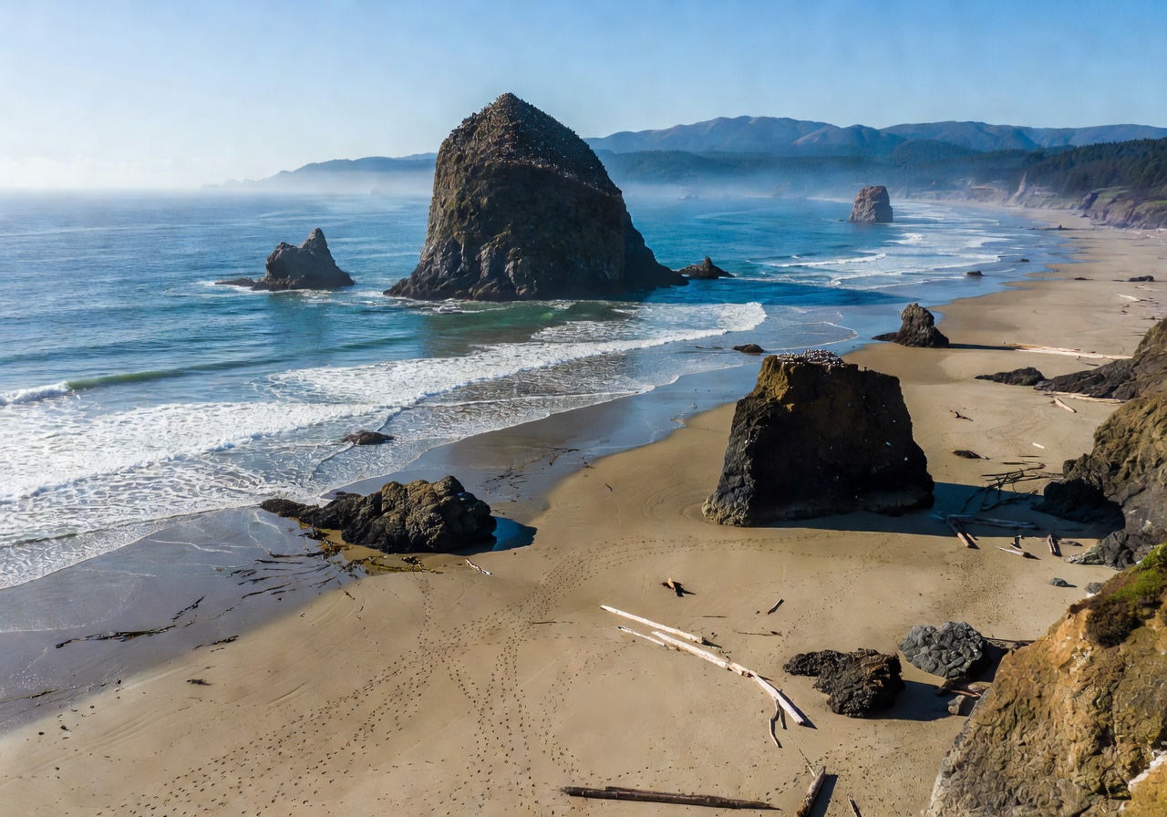 Map showing Cannon Beach Oregon coastline location